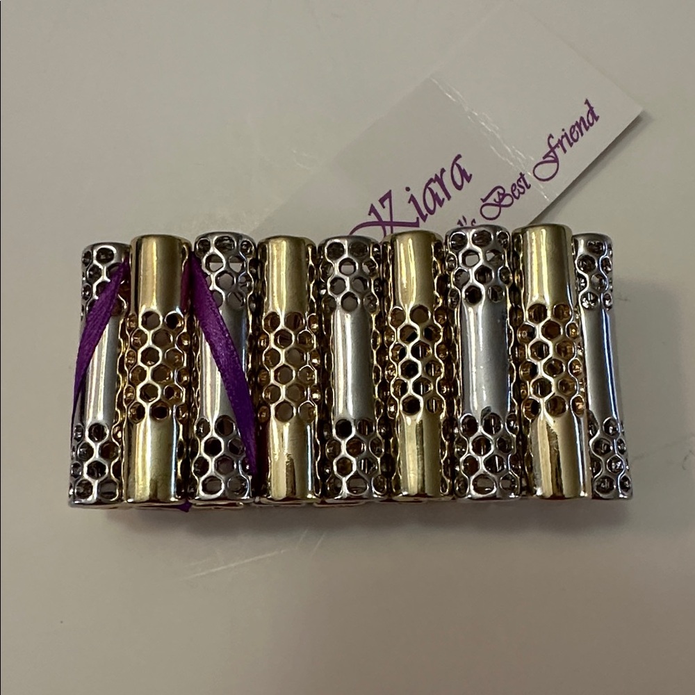 NWT Metallic color light gold and chrome bracelet